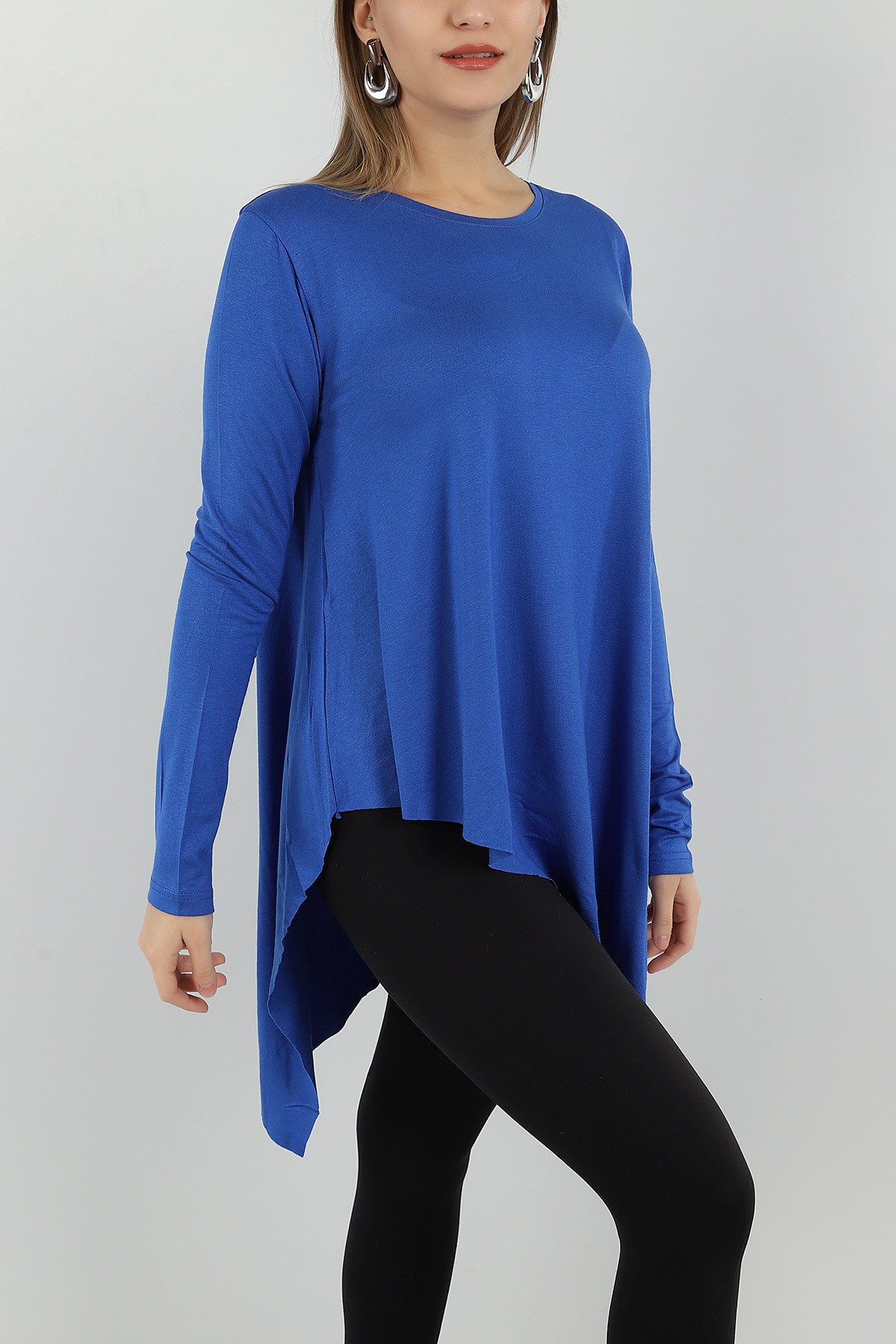 Saks Mavisi Asimetrik Kesim Viskon Bluz 147690