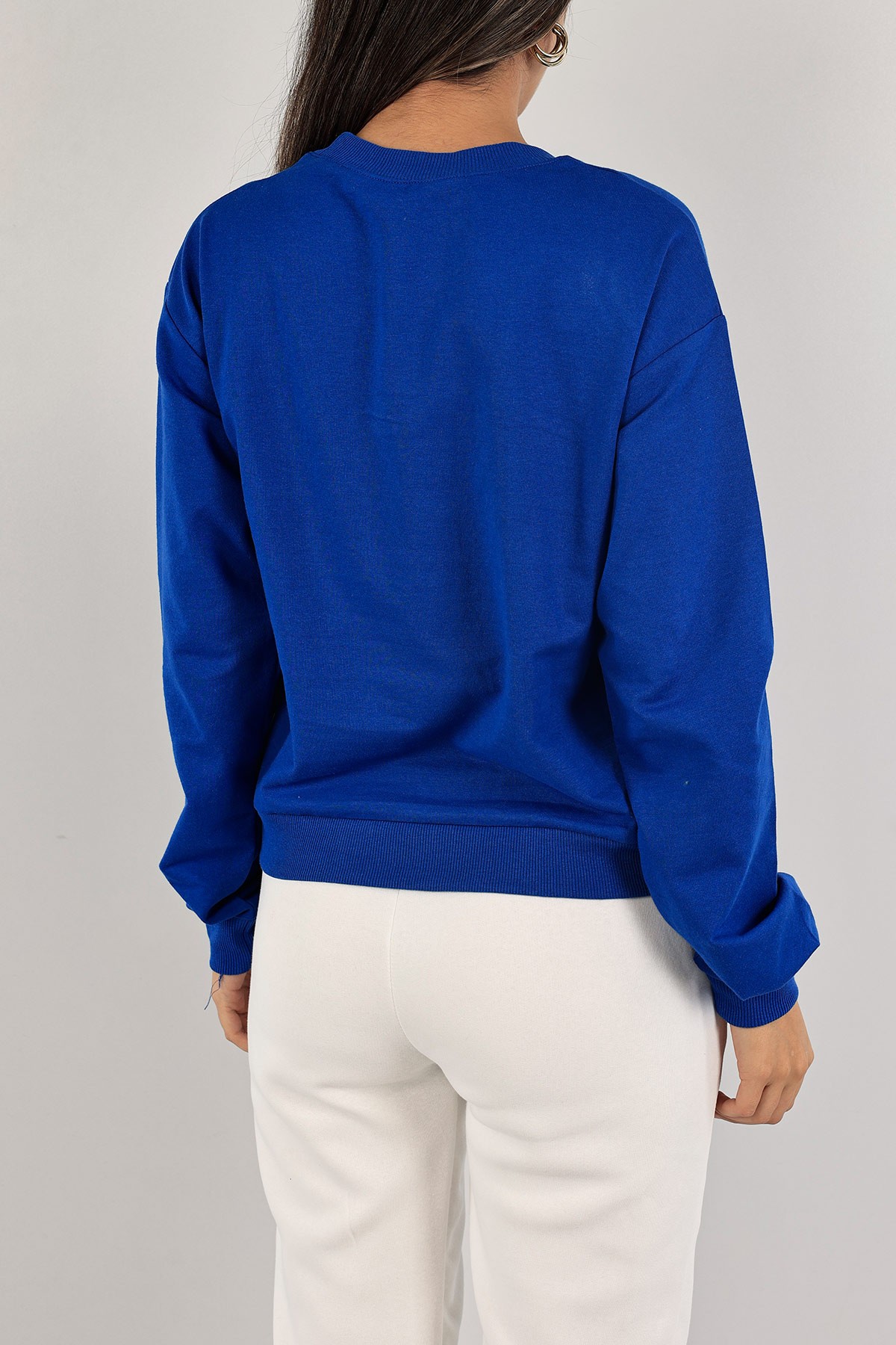 Saks Mavisi Baskılı İki İp Bayan Sweat 135908