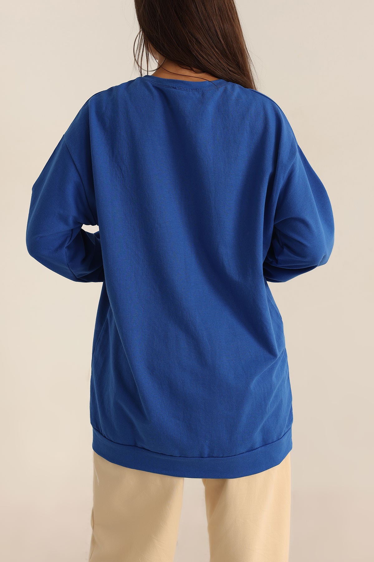 Saks Mavisi Baskılı İki İp Sweat Tunik 198365