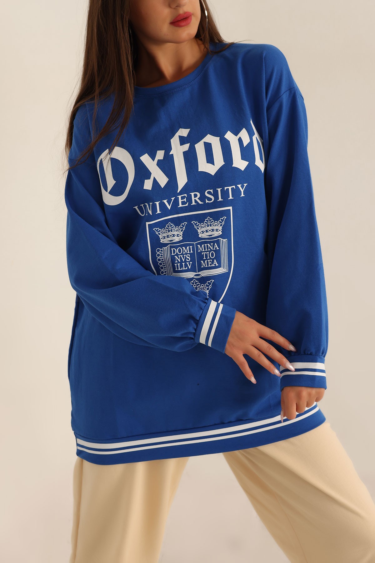 Saks Mavisi Baskılı İki İp Sweat Tunik 198365