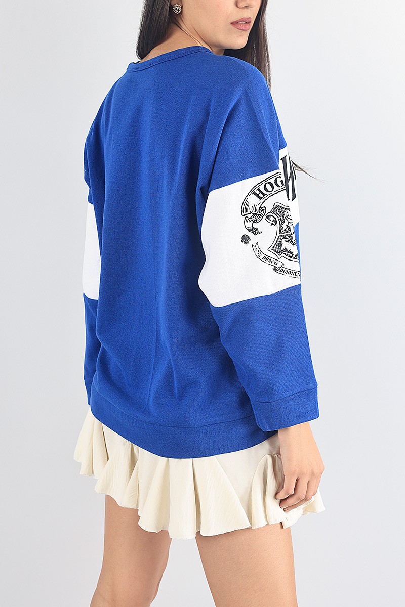 Saks Mavisi Baskılı Şardonlu Bayan Sweat 88375