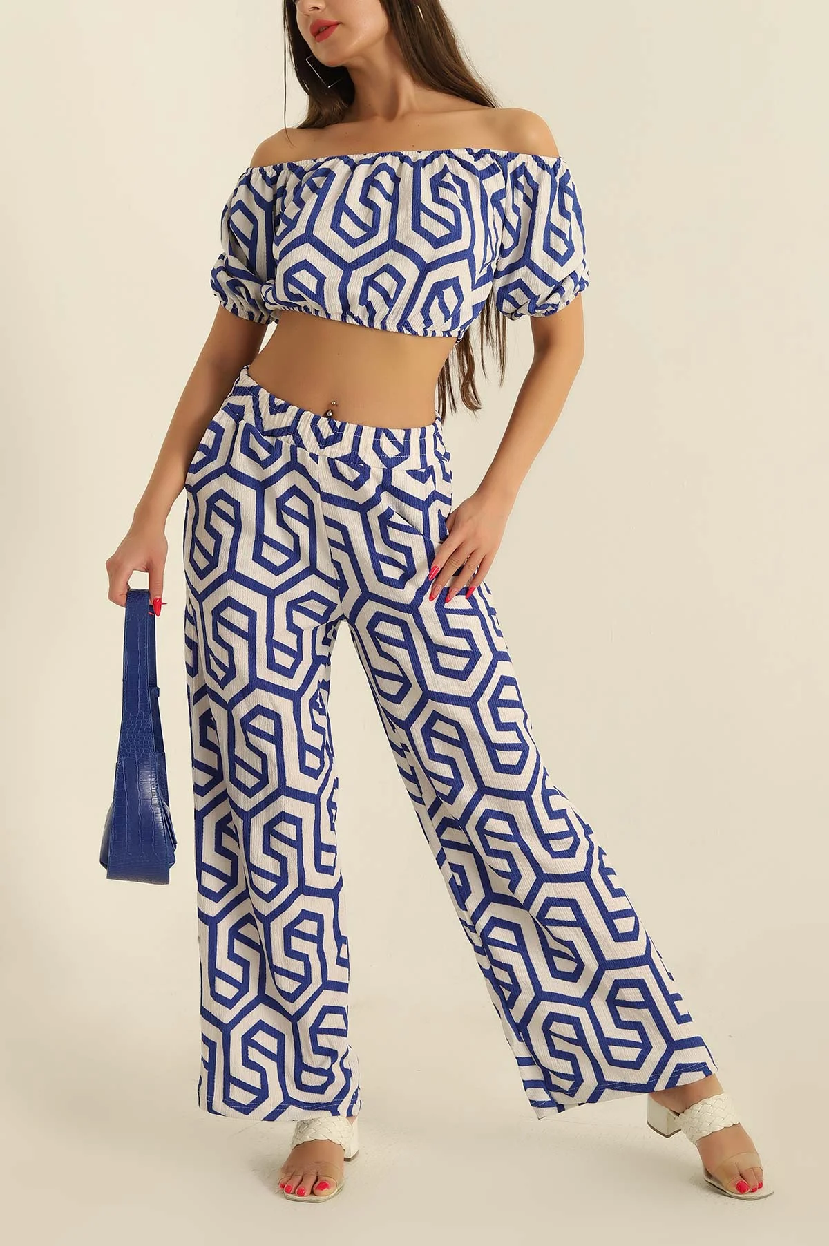 Saks Mavisi Bluz Pantolon İkili Takım 254863