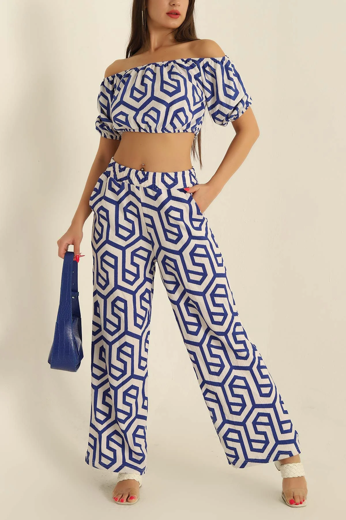 Saks Mavisi Bluz Pantolon İkili Takım 254863