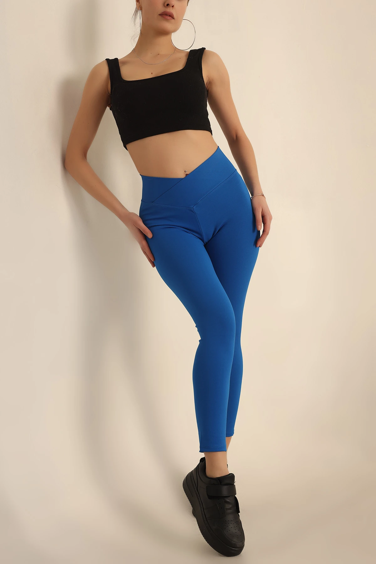 Saks Mavisi Çapraz Tasarım Çelik Tayt 236626
