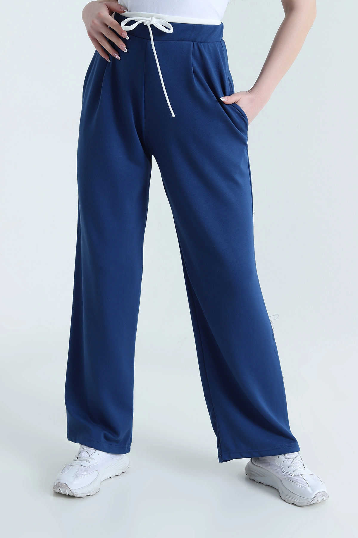 Saks Mavisi Cepli Pileli Modal Kadın Pantolon 451589