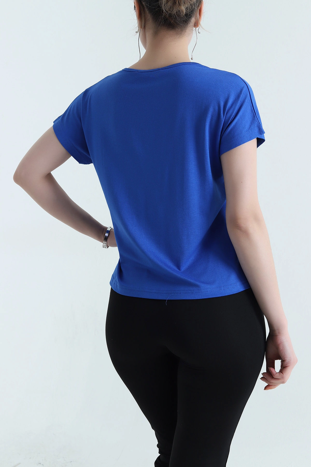 Saks Mavisi Dantelli Yaka Viskon Kadın Bluz 454391