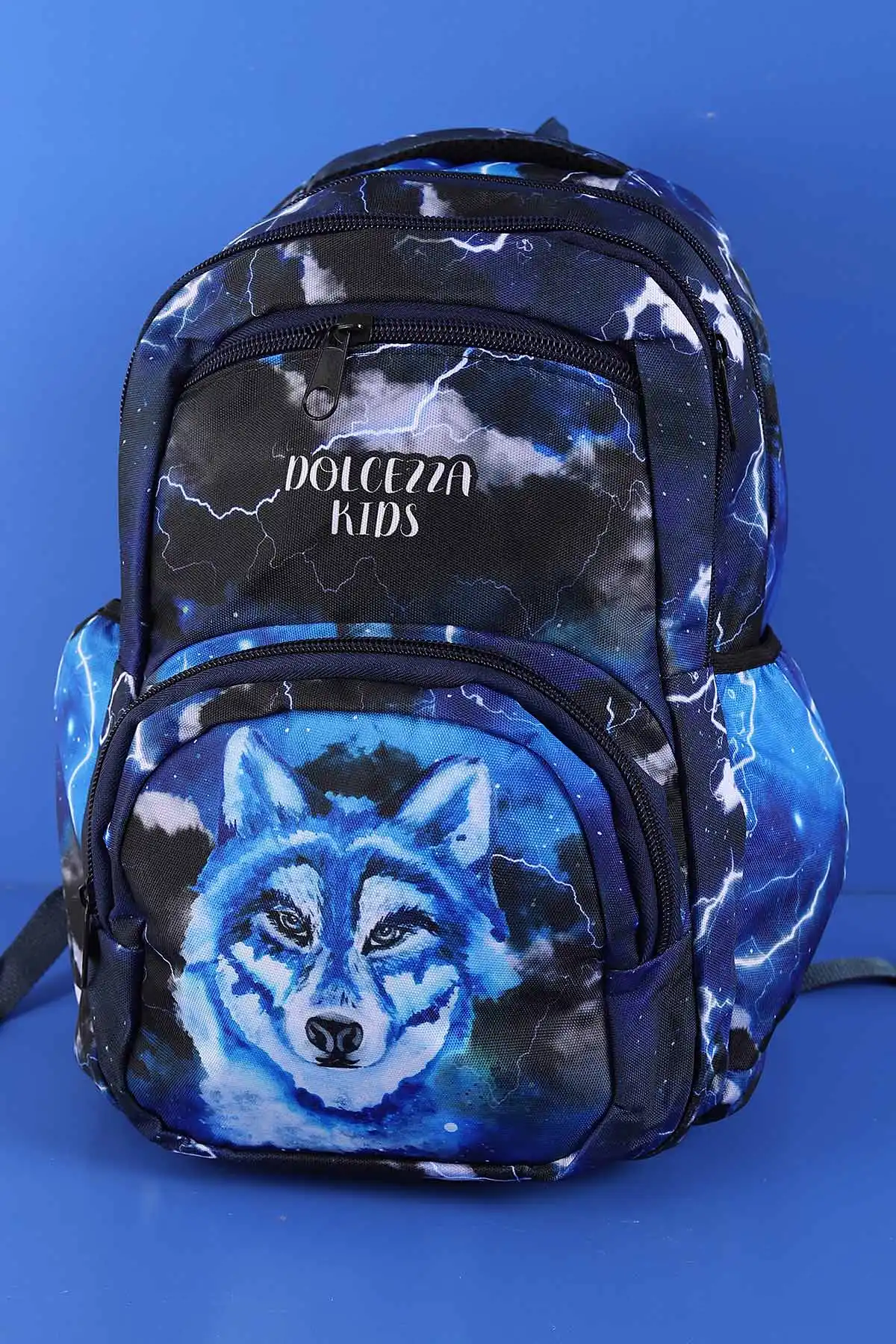 Saks Mavisi Desenli Beslenme Çantalı İkili Sırt Çantası Seti 289095