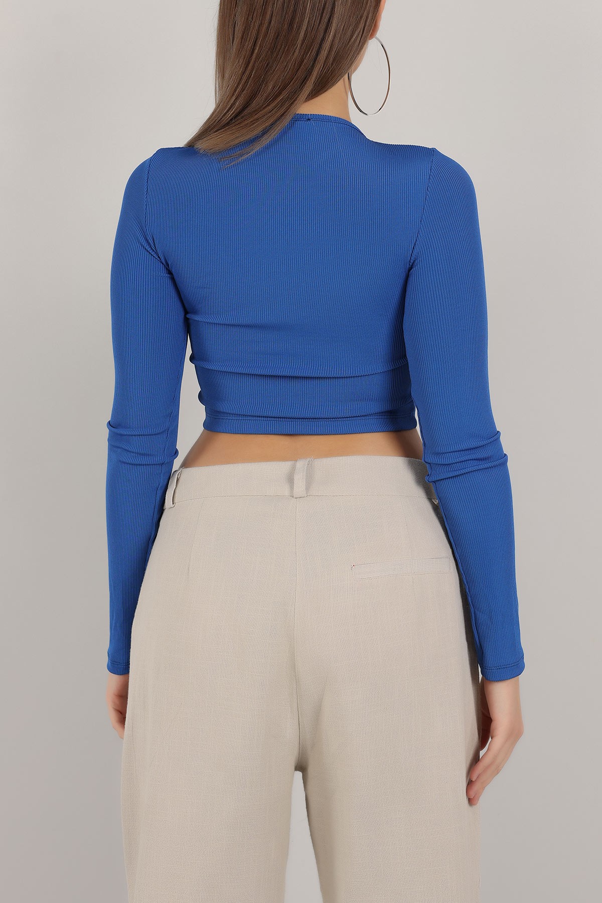Saks Mavisi Fitilli Tasarım Bluz 157965