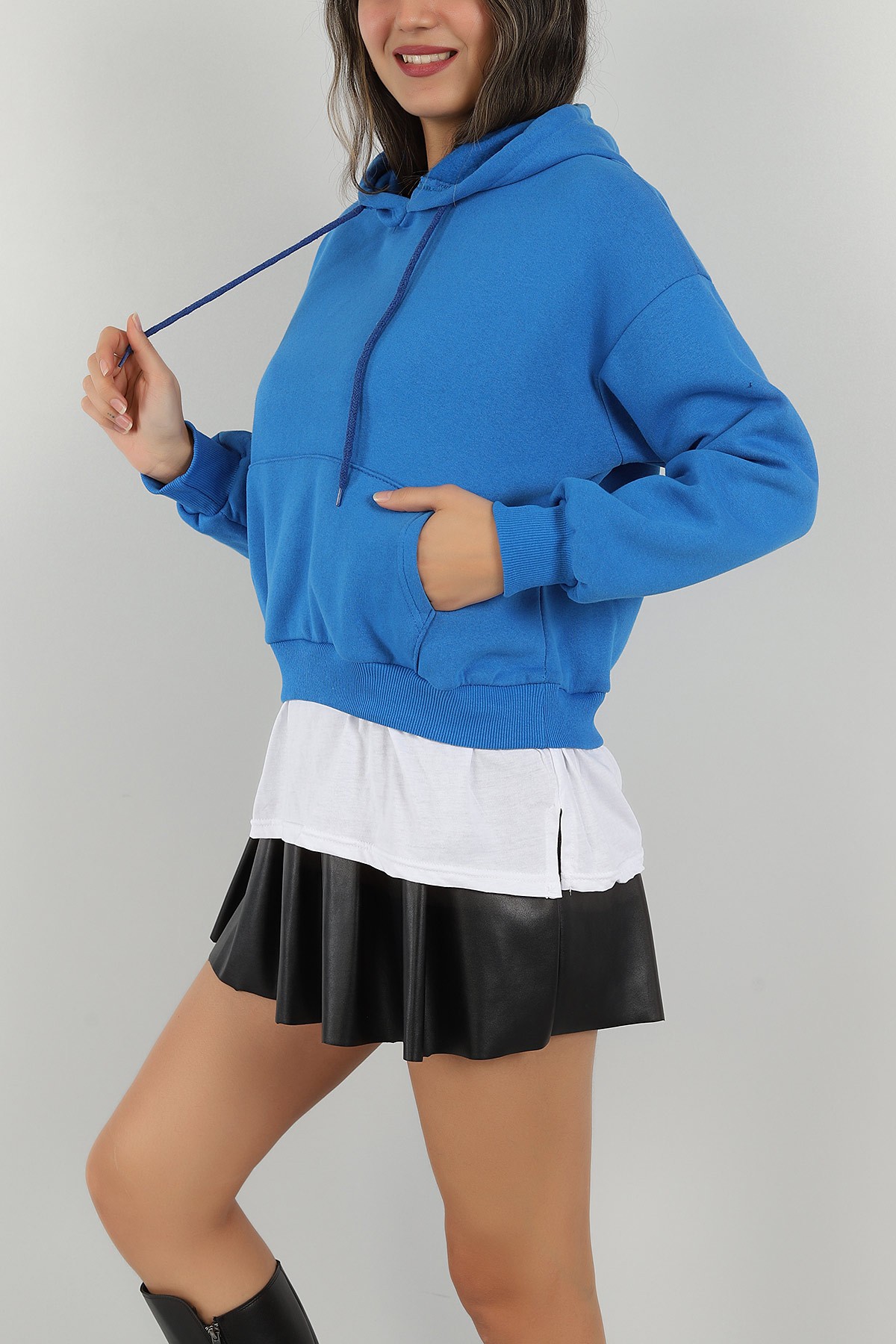 Saks Mavisi Garnilli İçi Şardonlu Bayan Sweat 146351