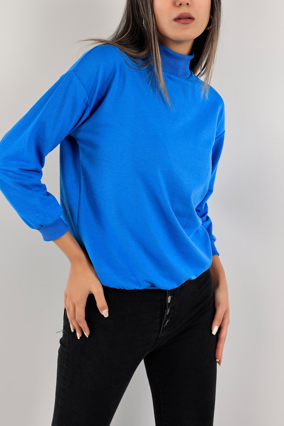 Saks Mavisi İki İp Balıkçı Bayan Sweat 127899