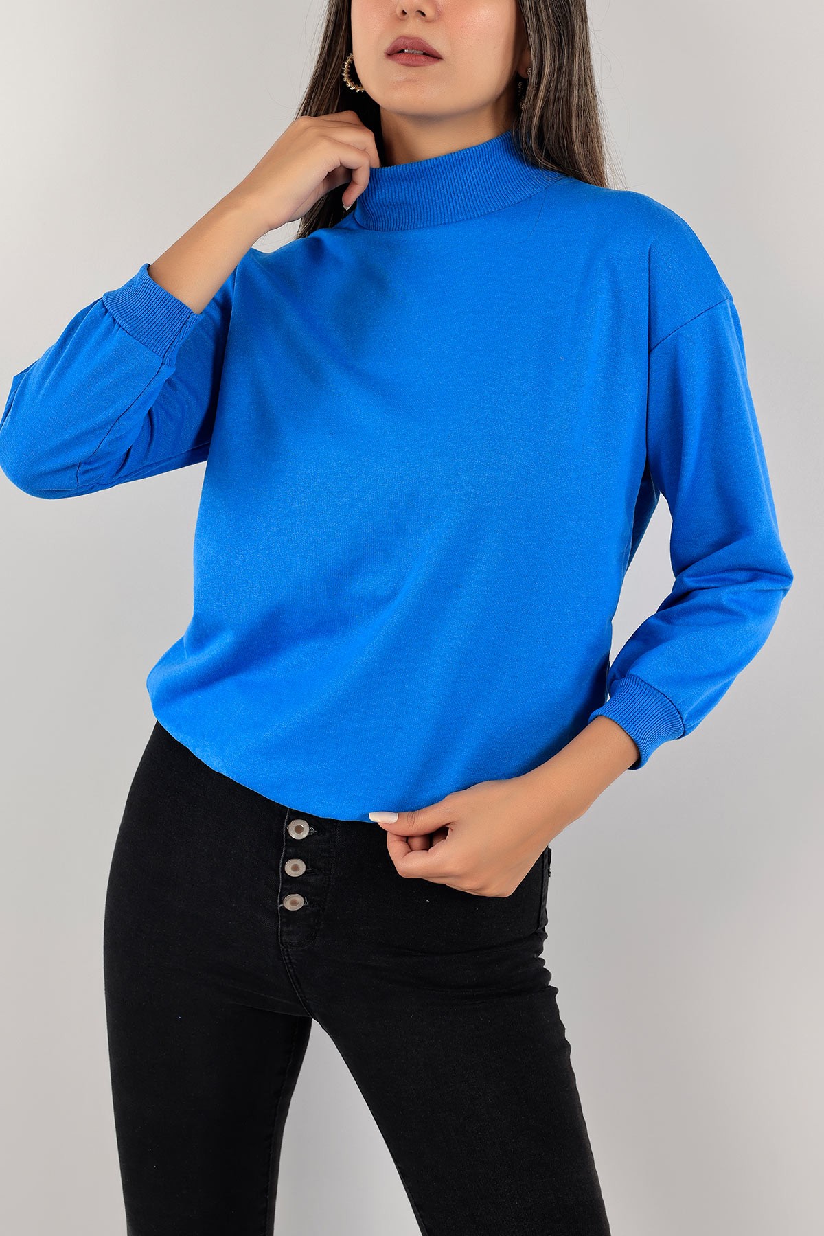 Saks Mavisi İki İp Balıkçı Bayan Sweat 127899