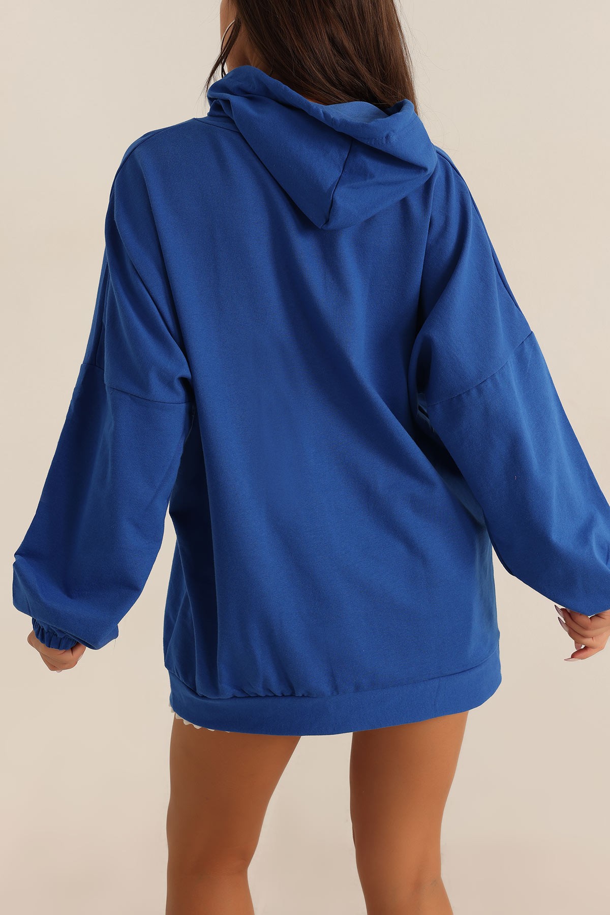 Saks Mavisi İki İp Kapşonlu Sweat Tunik 198444