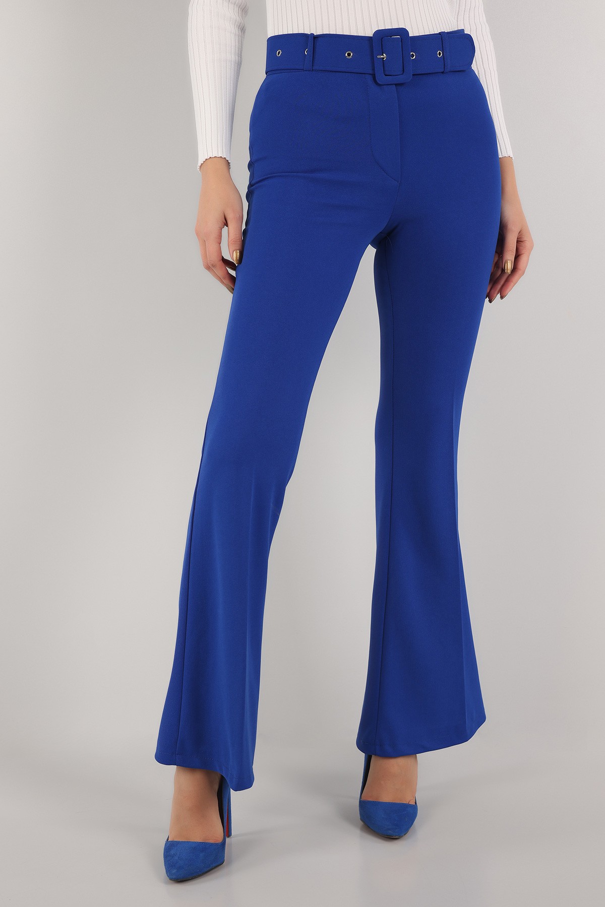 Saks Mavisi ispanyol Paça Kemerli Pantolon 153548