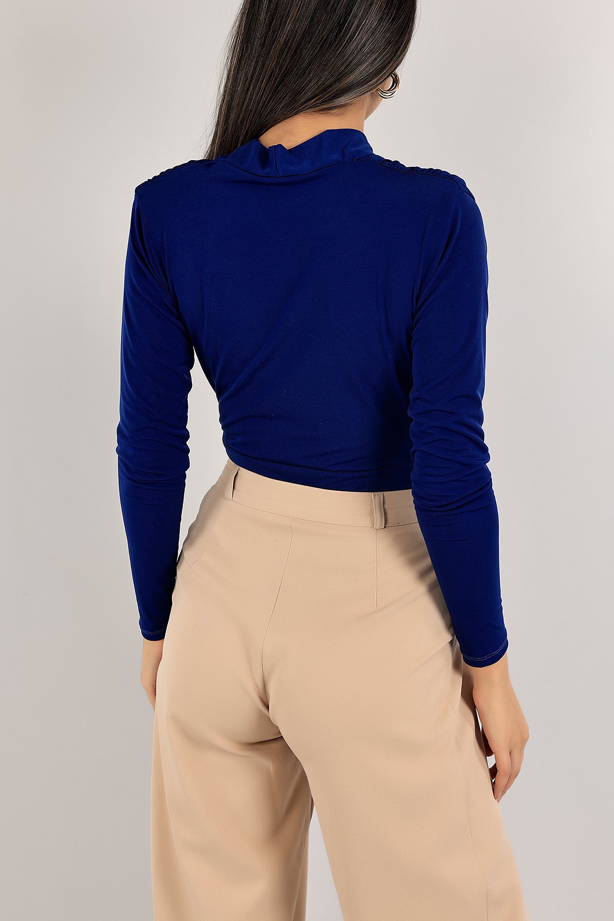 Saks Mavisi Omuzlrı Vatkalı Sendy Zıbın Bluz 143362