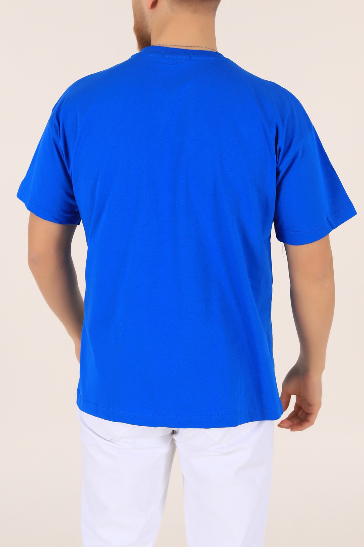 Saks Mavisi Oversize Yazı Baskılı Cep Detay 169648