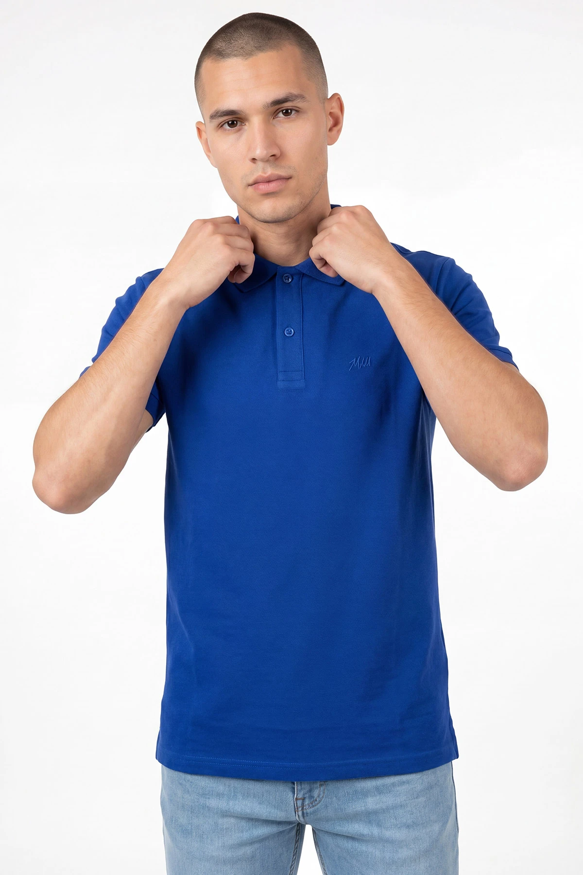 Saks Mavisi Polo Yaka Erkek Tişört 458862