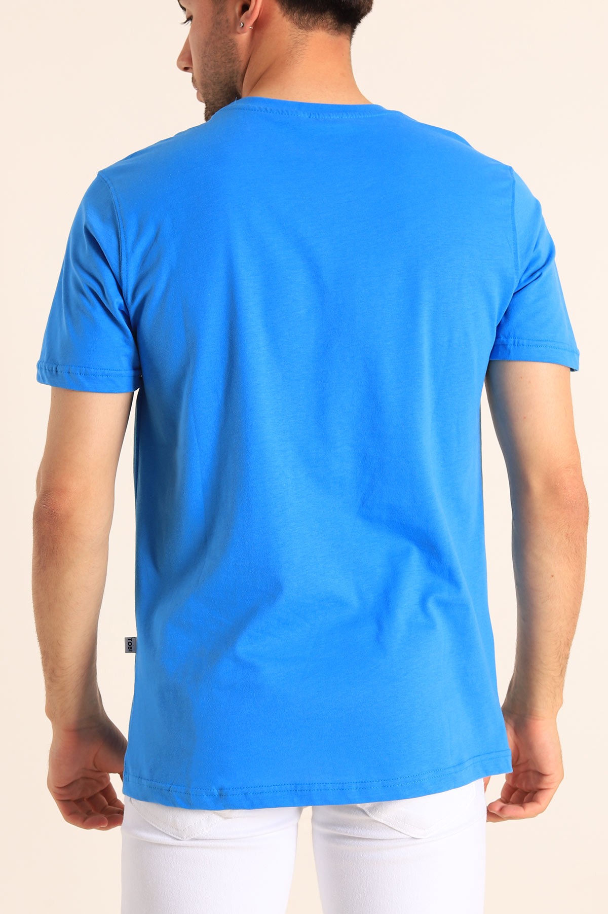 Saks Mavisi Regular Fit Logo Detay Erkek Tişört 182203