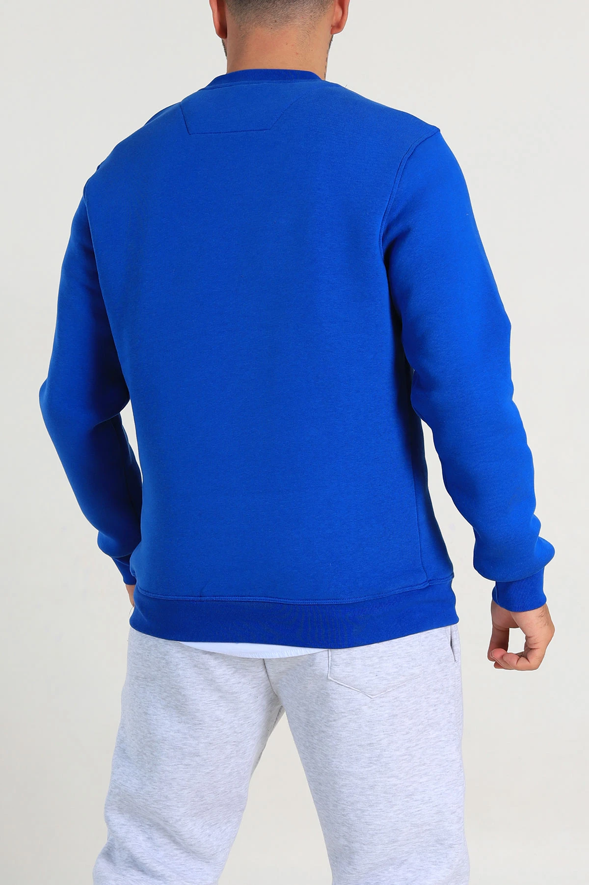 Saks Mavisi Relaxed Fit Üç İp Şardonlu Yazı Detaylı Erkek Sweatshirt 310489
