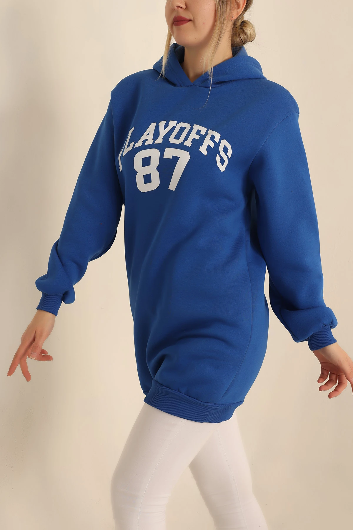 Saks Mavisi Şardonlu Baskılı Sweat Tunik 228105