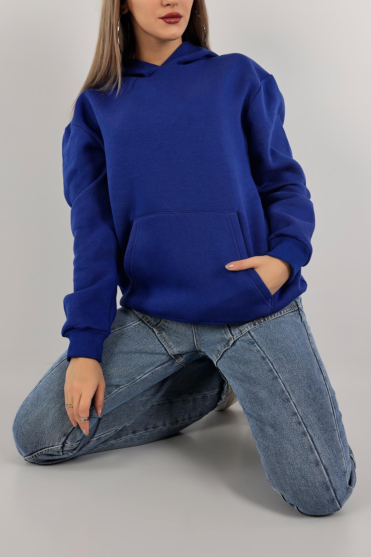 Saks Mavisi Şardonlu Bayan Sweat 136531