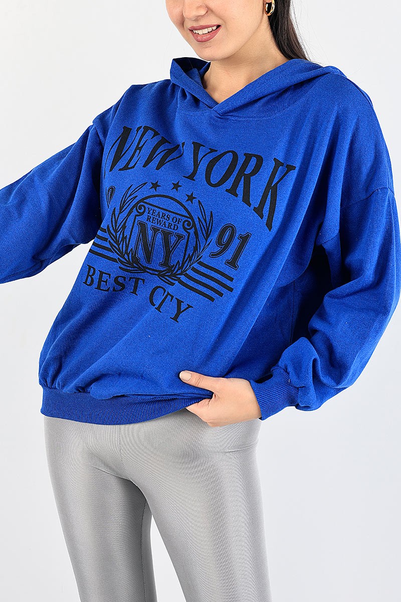 Saks Mavisi Şardonlu Bayan Sweat 88354