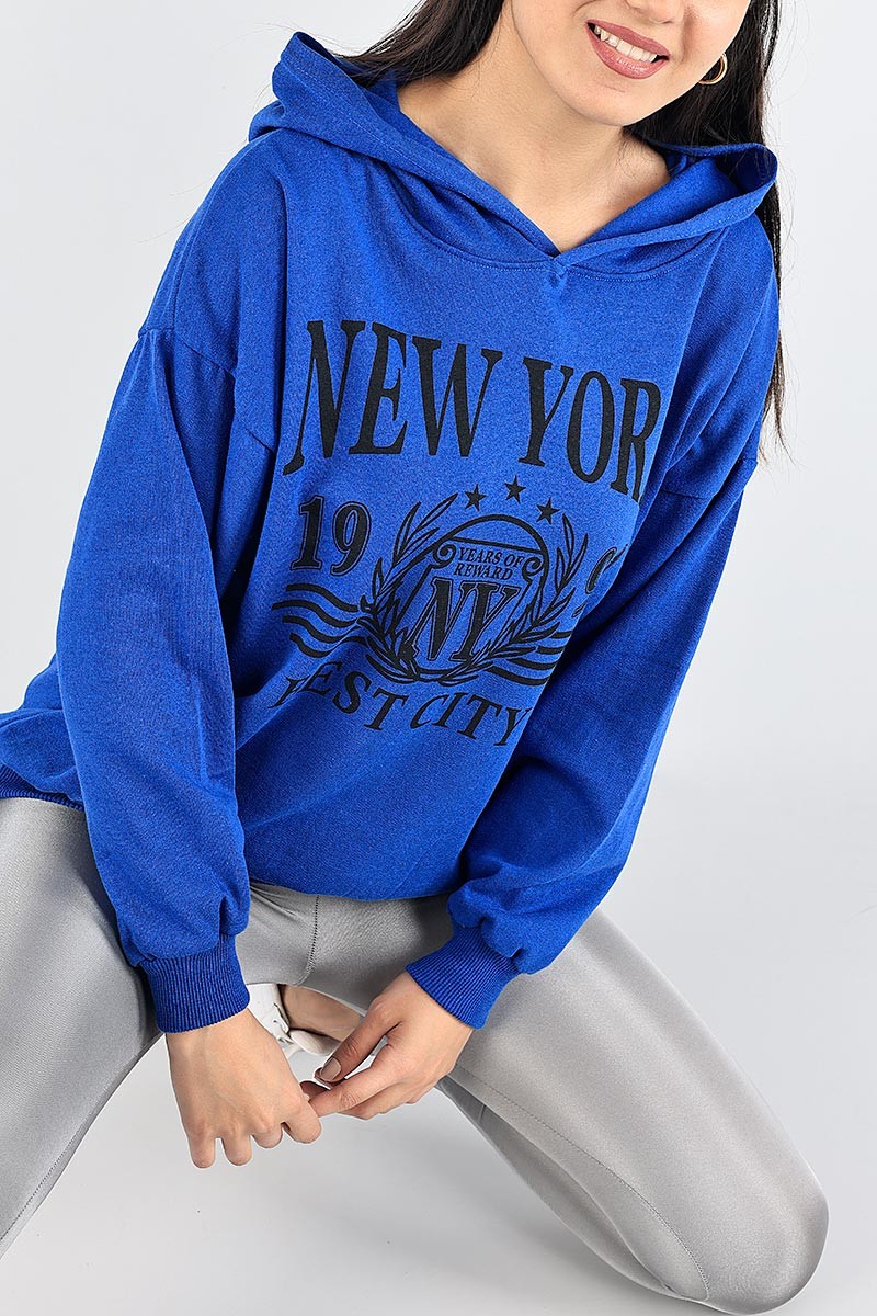Saks Mavisi Şardonlu Bayan Sweat 88354