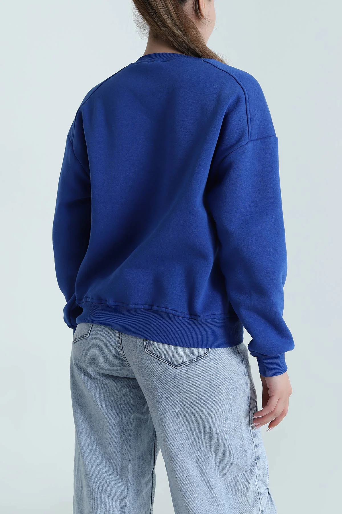Saks Mavisi Şardonlu Üç İp Kadın Sweat 485103