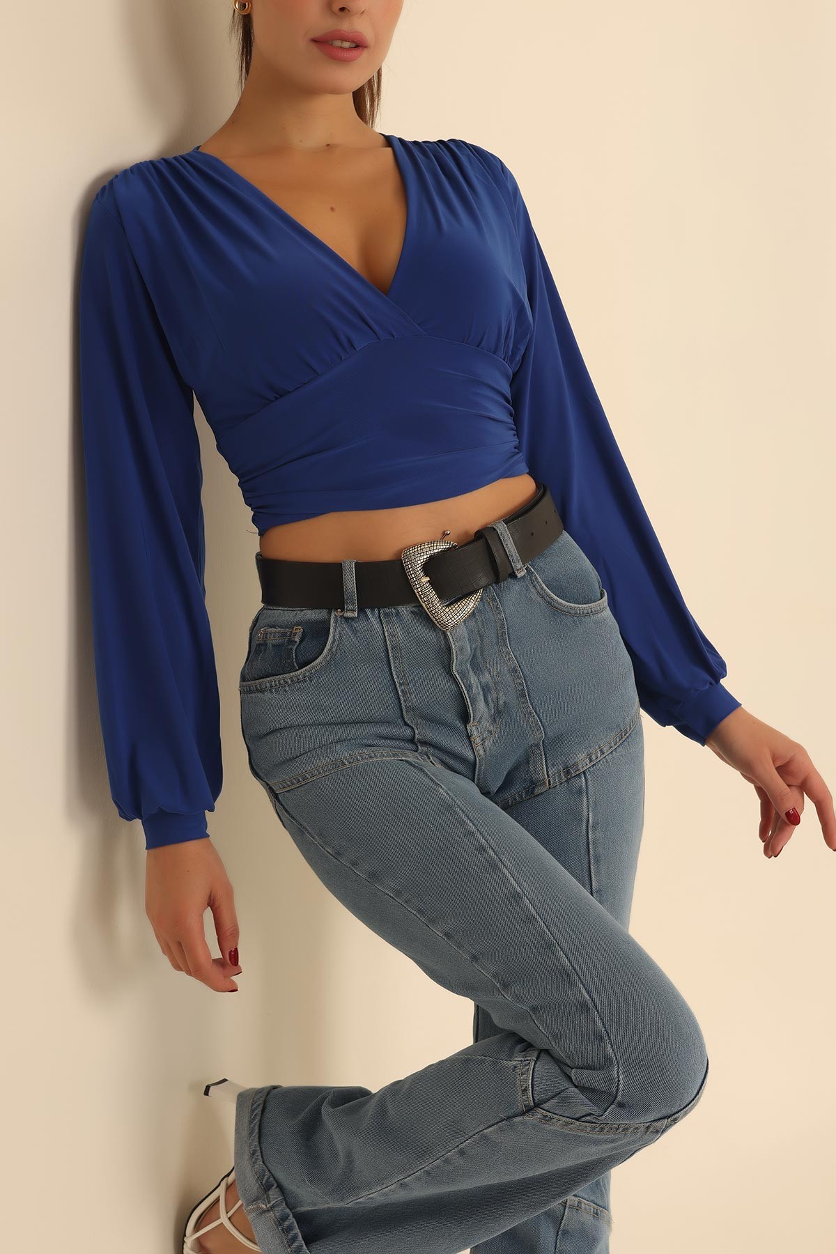 Saks Mavisi Sendy Kumaş Bluz 204734