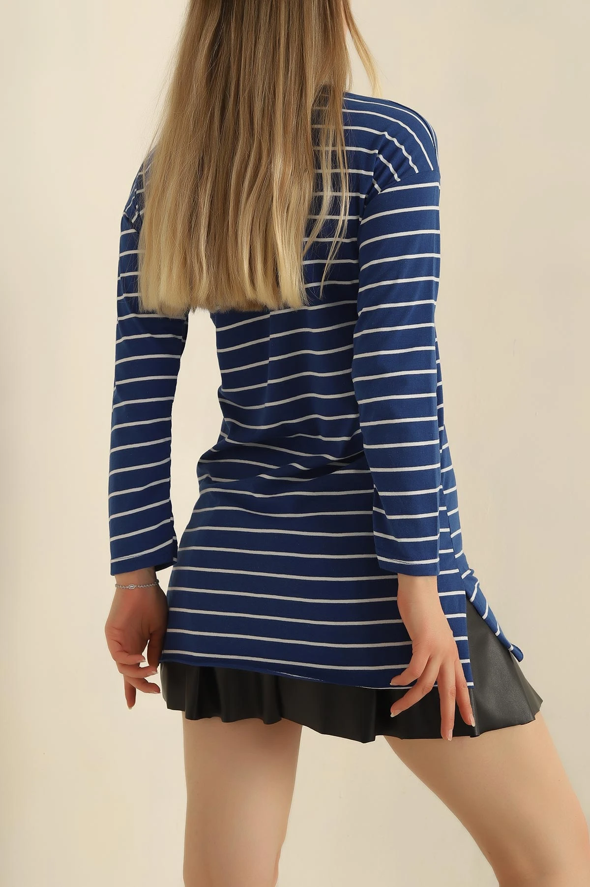 Saks Mavisi Süprem Çizgili Tunik 250798