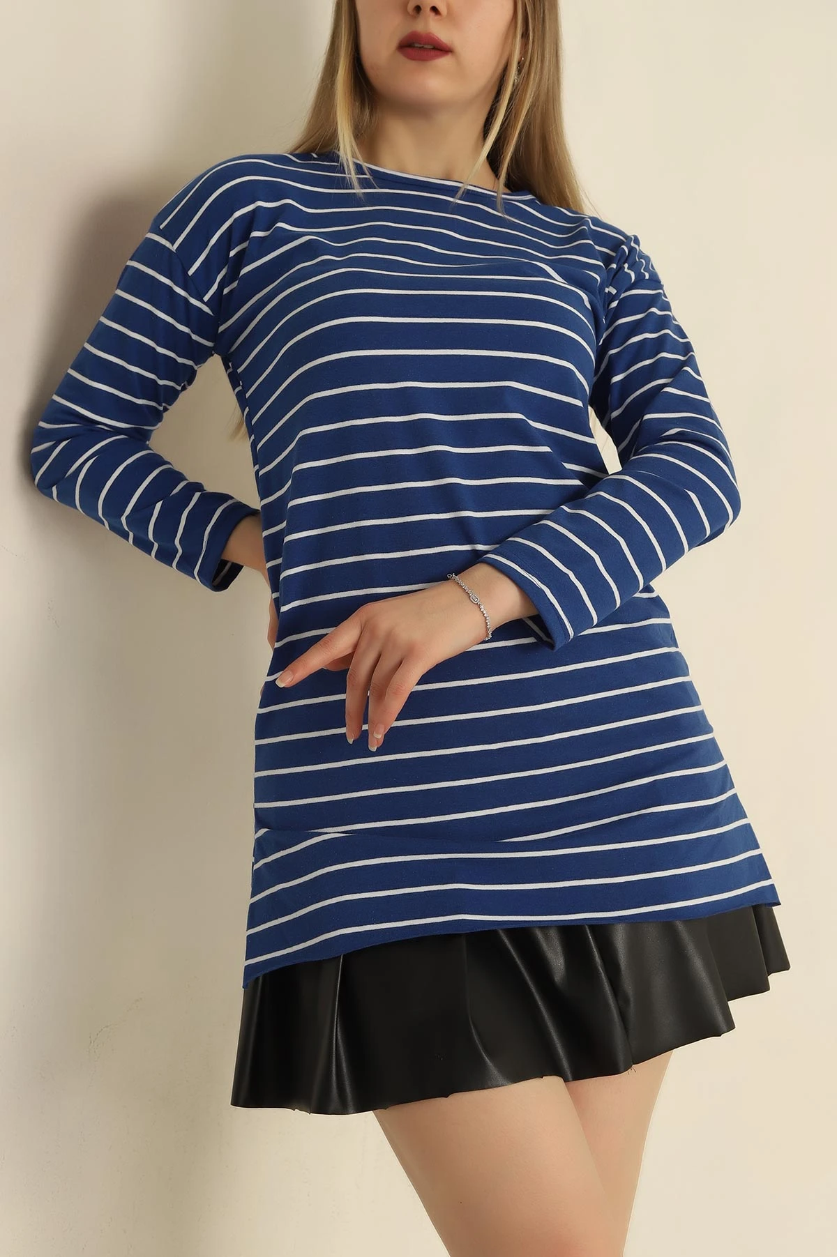Saks Mavisi Süprem Çizgili Tunik 250798