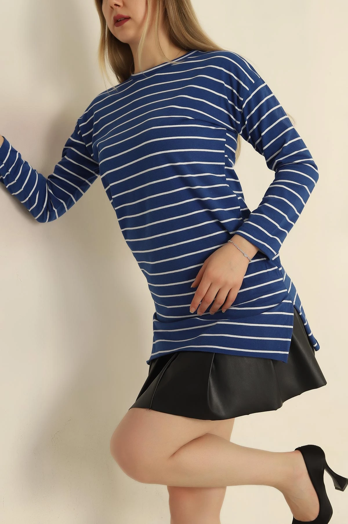 Saks Mavisi Süprem Çizgili Tunik 250798