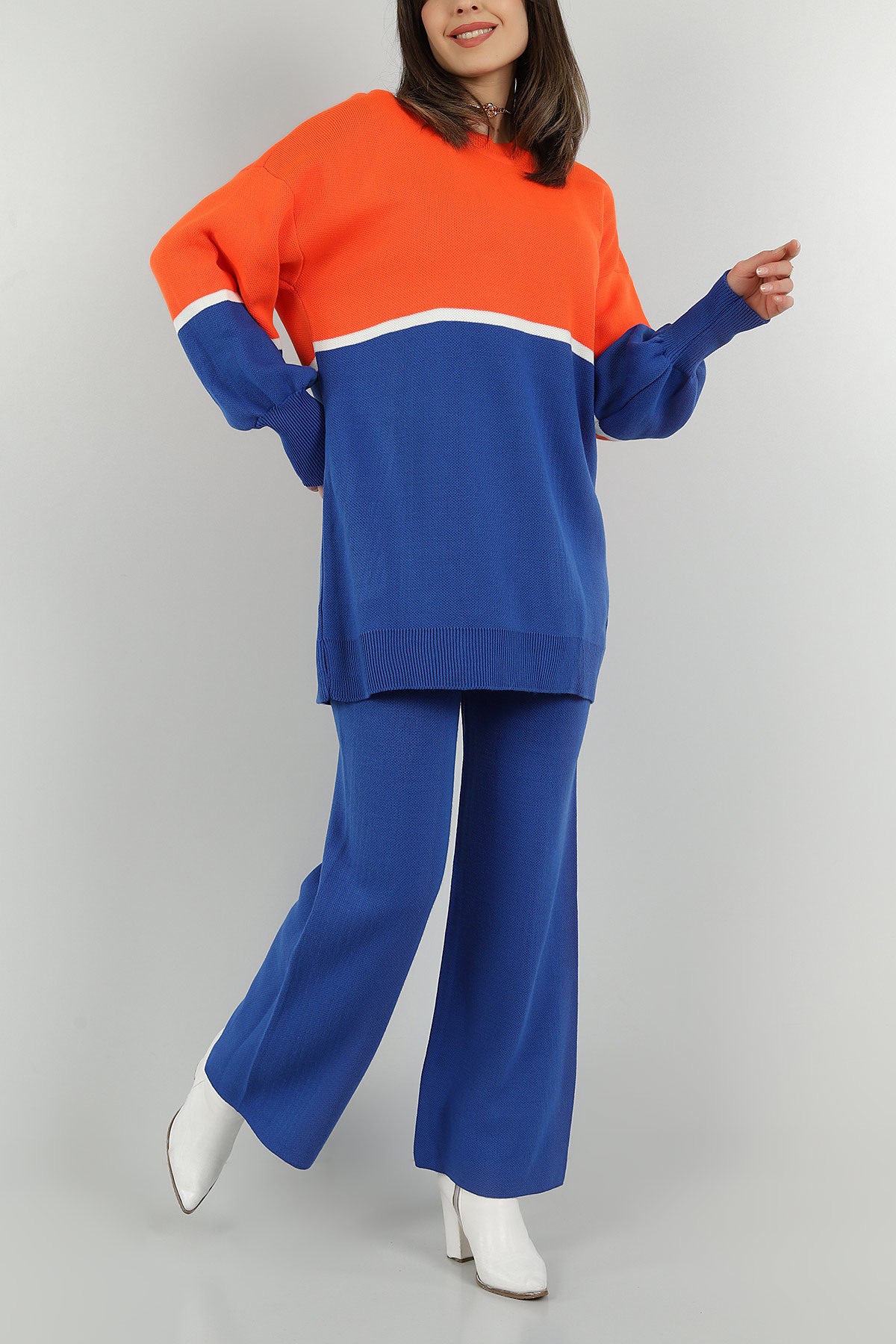 Saks Mavisi Tunik Pantolon Triko İkili Takım 147164