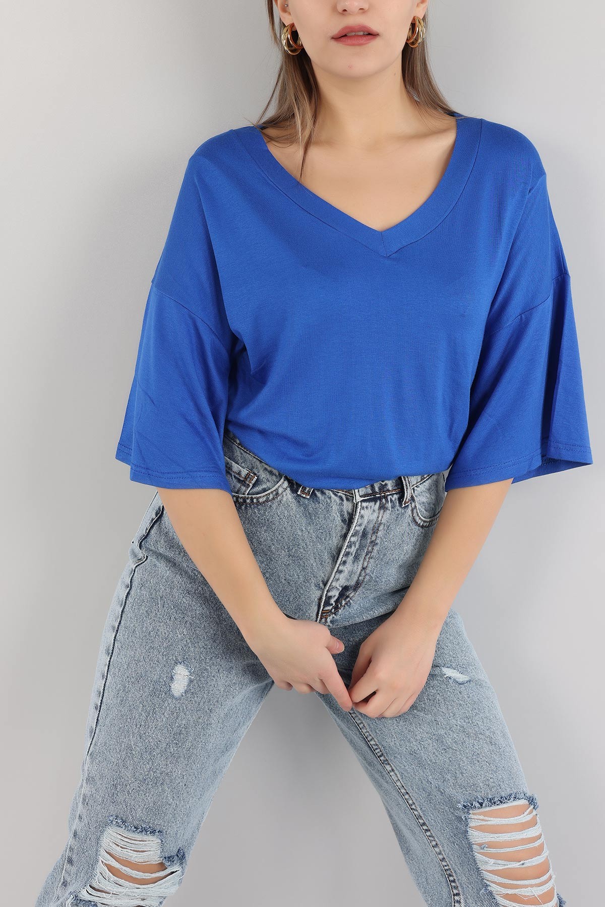 Saks Mavisi V Yaka Bluz 162780