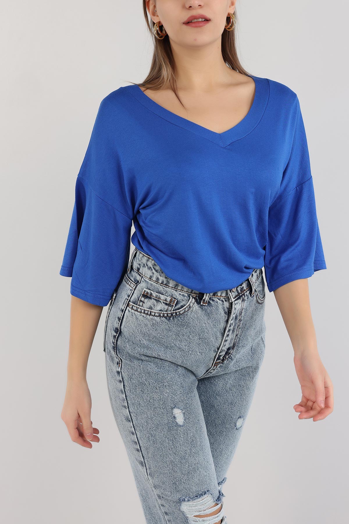 Saks Mavisi V Yaka Bluz 162780