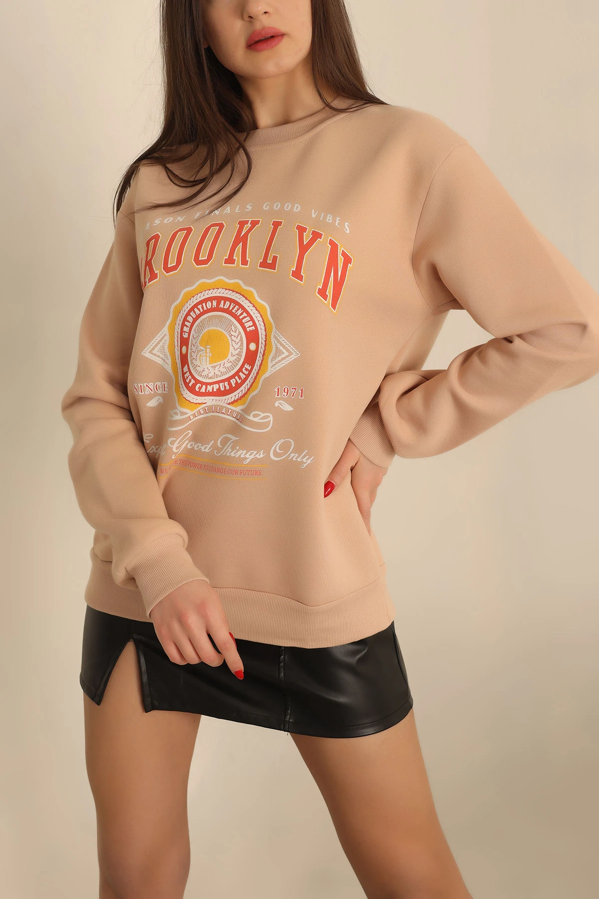 Şardonlu Baskılı Bayan Sweat 237724