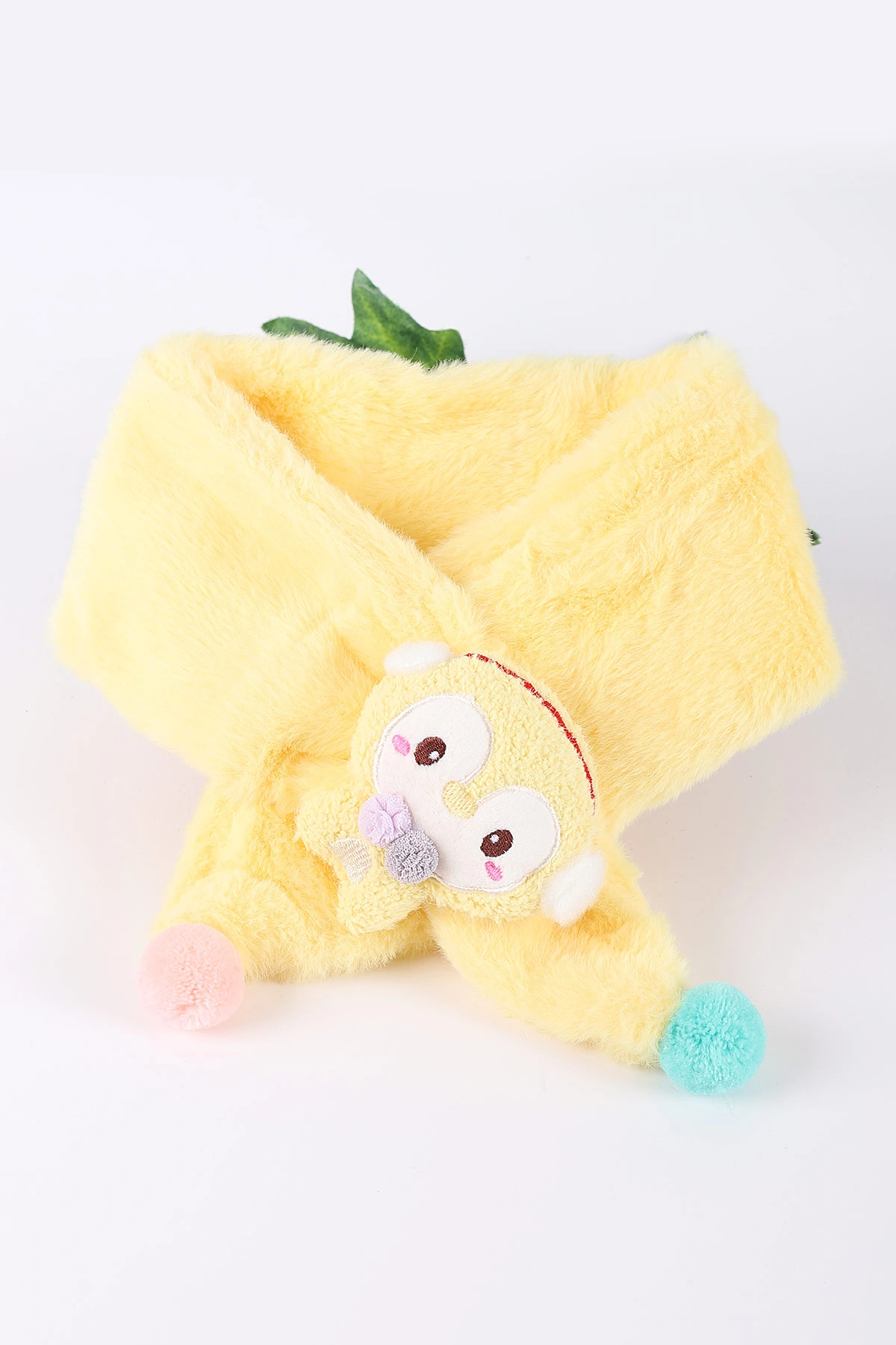 Sarı (0-10 Yaş) Ponponlu  Nakışlı     Peluş Bebek&Çocuk Atkı&Aksesuar 410945