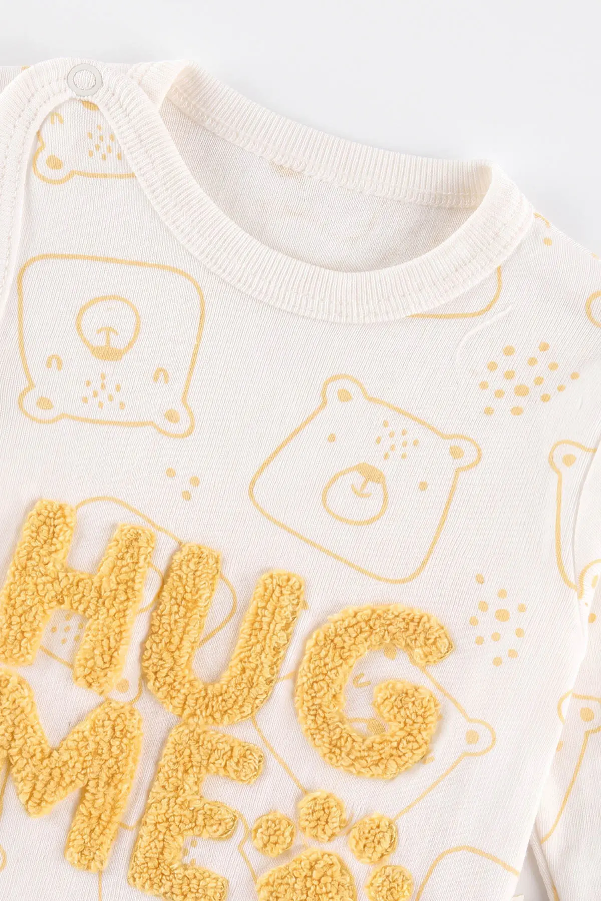 Sarı (0-3 Ay)Hug Me Süzene Nakışlı Patikli 3'lü Erkek Bebek Takım 477113