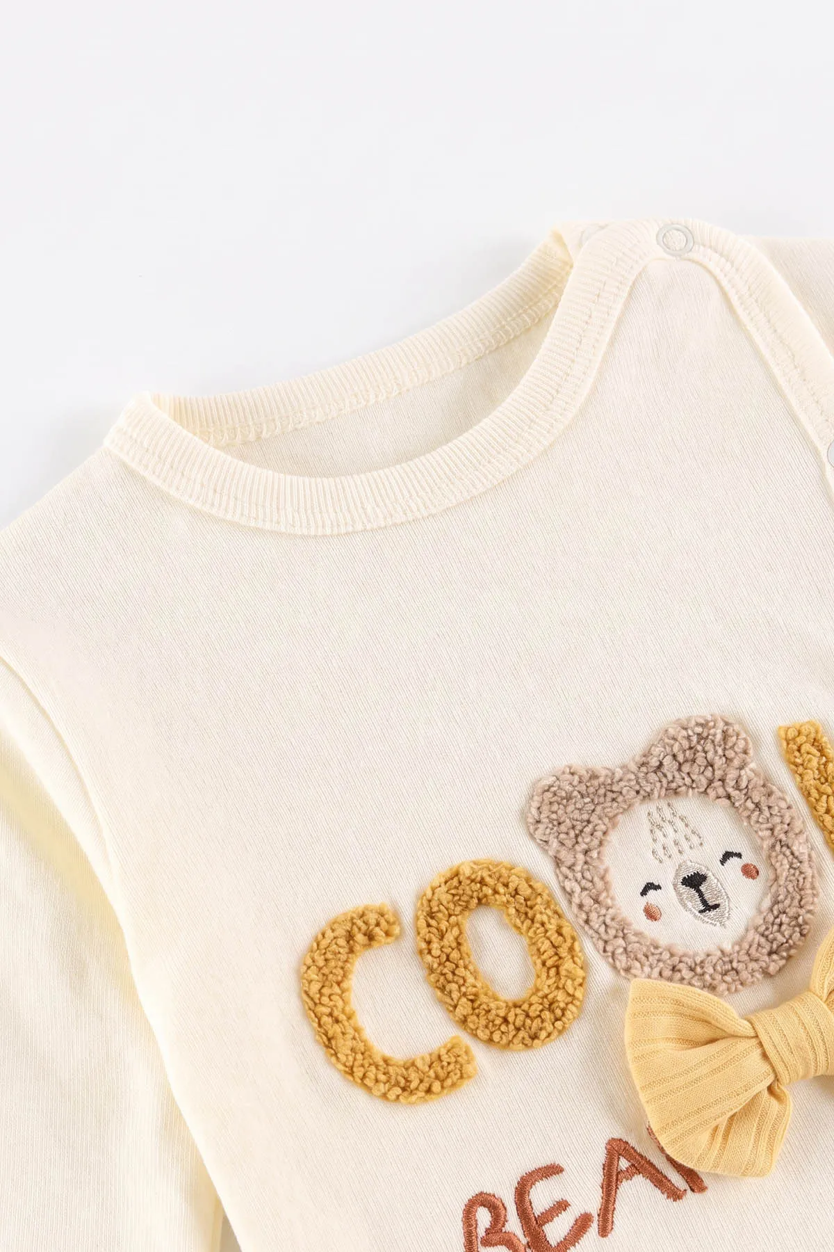 Sarı (0-3 Ay)Süzene Cool Nakışlı  Patikli ve Şapkalı Erkek Bebek 3'lü Takım 477131