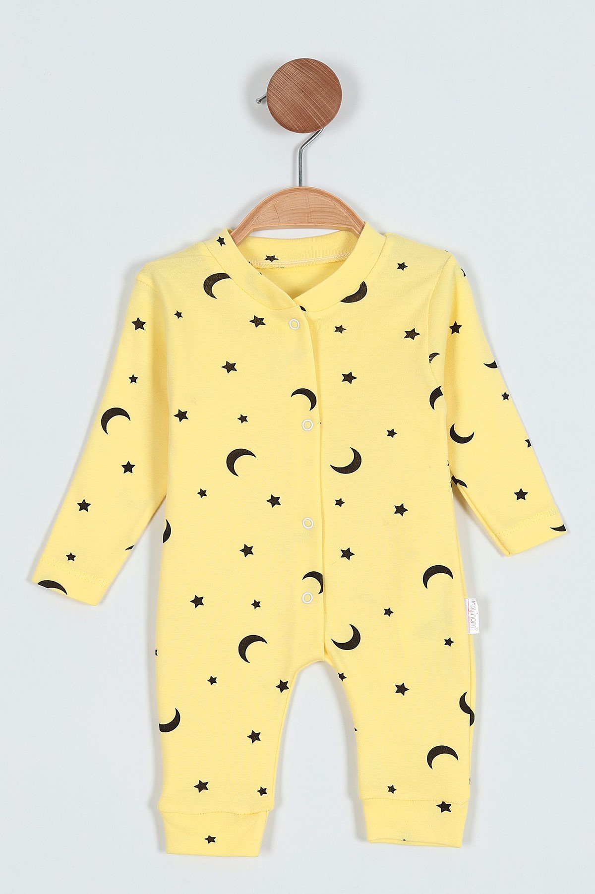 Sarı (0-9 Ay) Ay Yıldız Desenli Çıtçıtlı Kız Bebe Tulum 203407