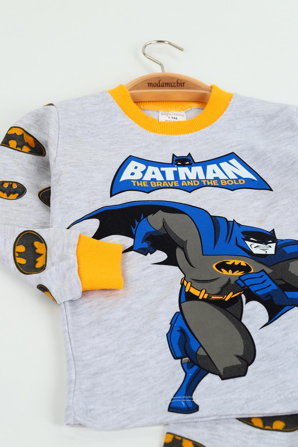 Sarı (1-3 yaş) Batman Baskılı Erkek Çocuk Pijama Takımı 125535