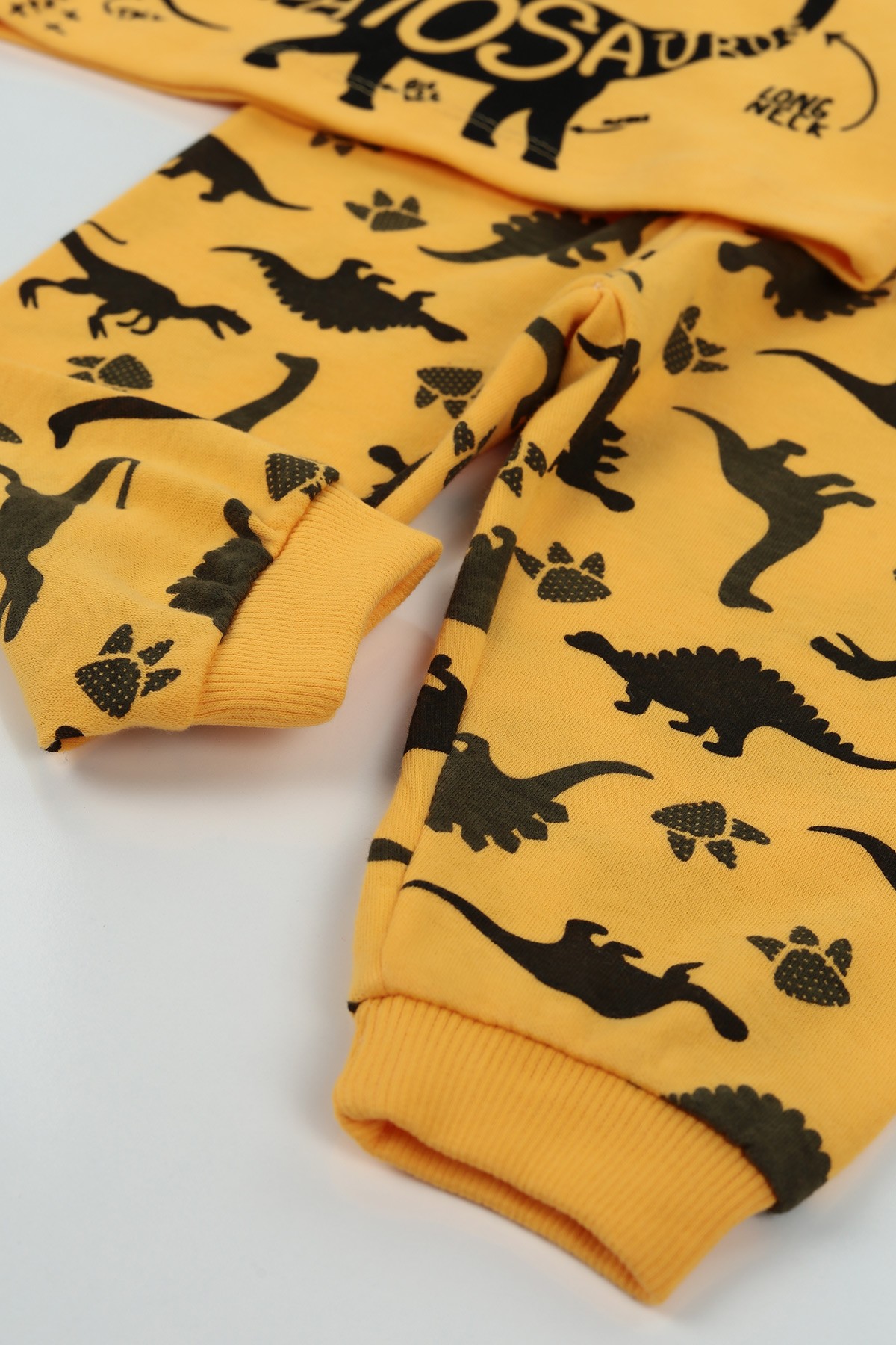 Sarı (1-3 Yaş) Dinazor Desenli Erkek Çocuk Pijama Takımı 128988