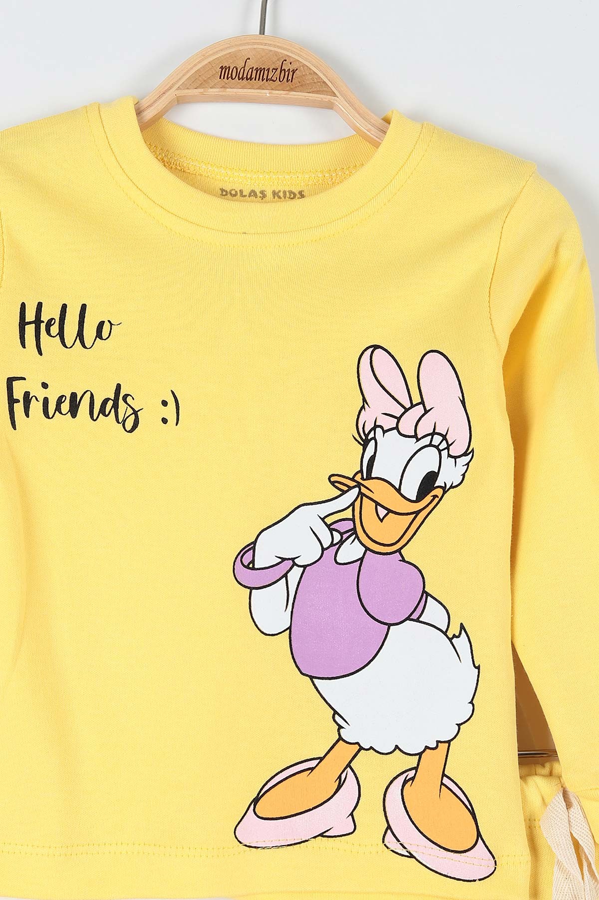 Sarı (1-3 Yaş) Hello Friends Baskılı Kız Bebe Pijama Takım 181889