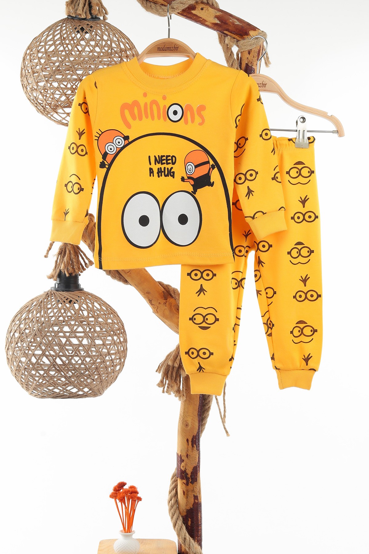 Sarı (1-3 Yaş) Minyon Baskılı Erkek Çocuk Pijama Takımı 138024