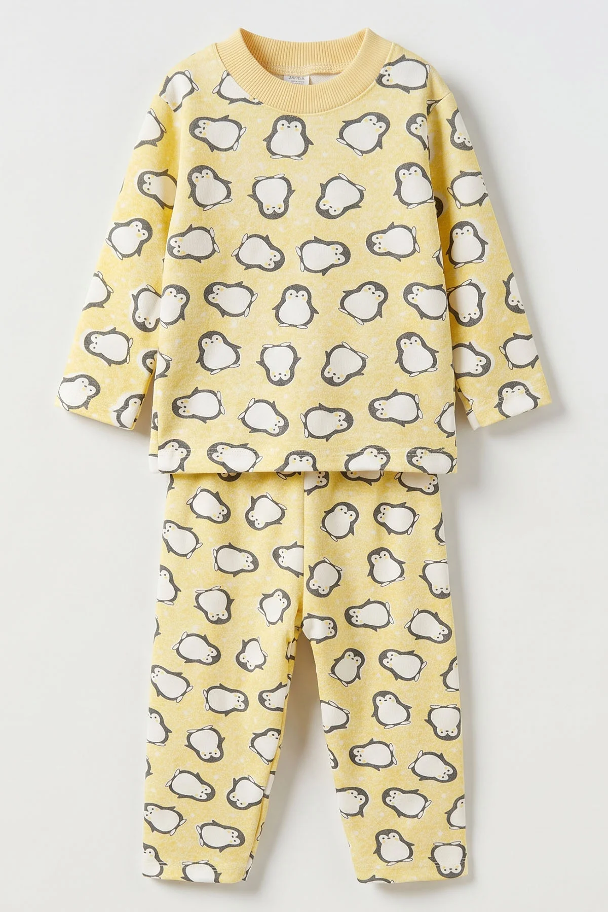 Sarı (1-3 Yaş) Penguen Desenli Penye Bebek&Çocuk Pijama Takım 500372