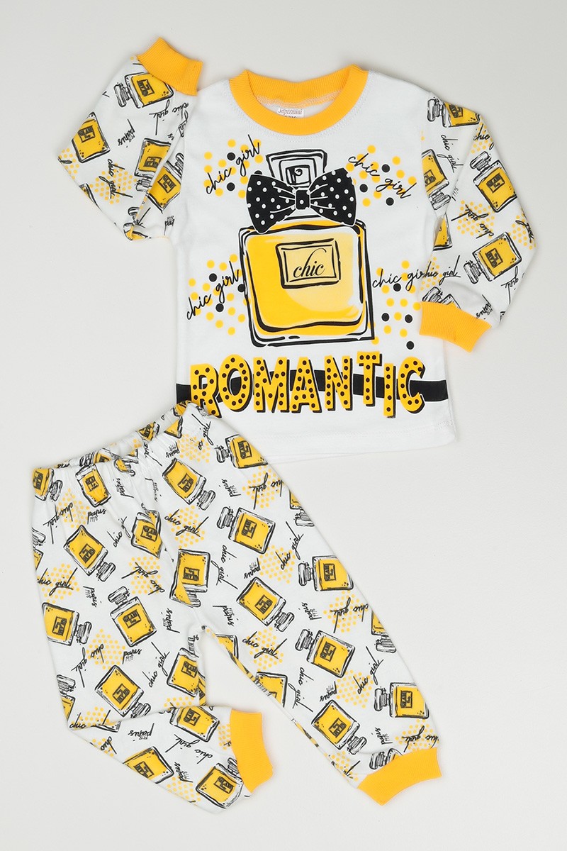 Sarı (1-3 Yaş) Romantic Baskılı Kız Çocuk Pijama Takımı 90923