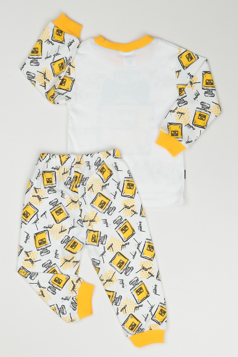 Sarı (1-3 Yaş) Romantic Baskılı Kız Çocuk Pijama Takımı 90923