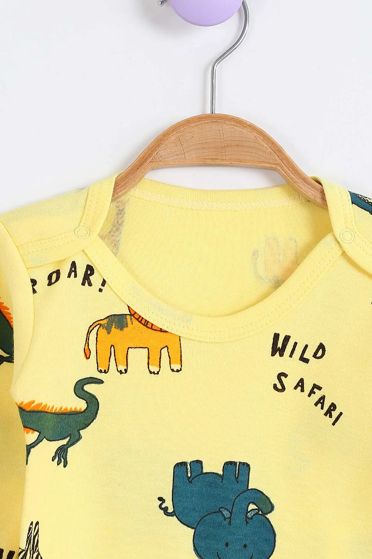 Sarı (1-3 Yaş) Safari Desenli Uzun Kollu Bebek Badi 304673
