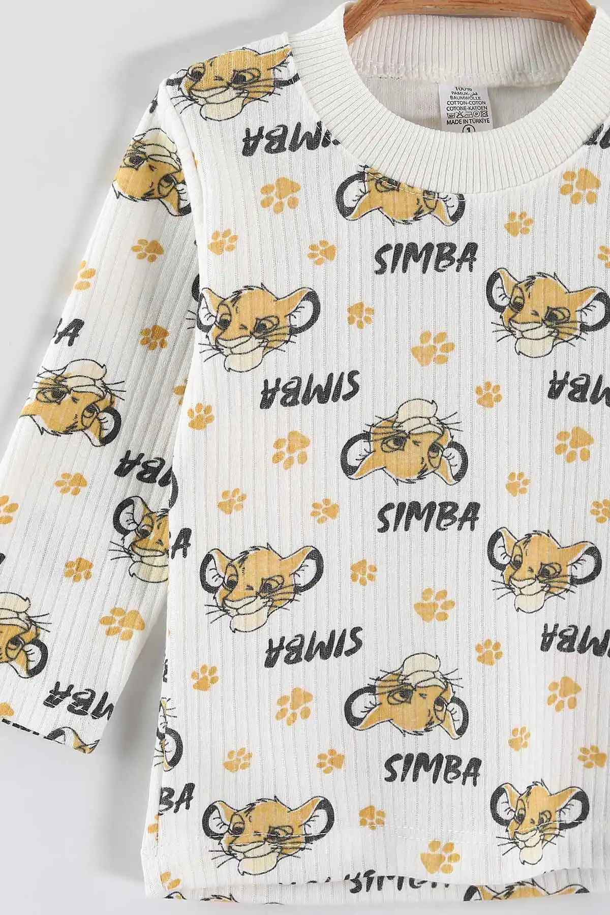 Sarı (1-3 Yaş) Simba Desenli Raporlu Çocuk Pijama Takım 459395