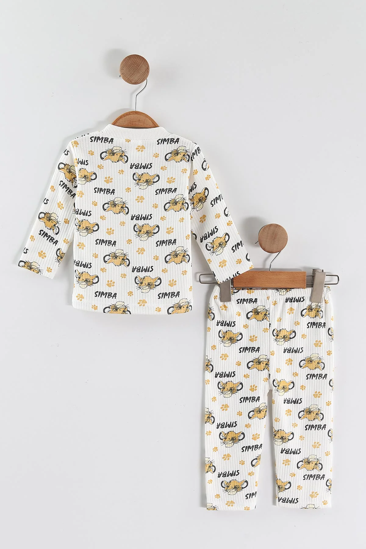 Sarı (1-3 Yaş) Simba Desenli Raporlu Çocuk Pijama Takım 459395