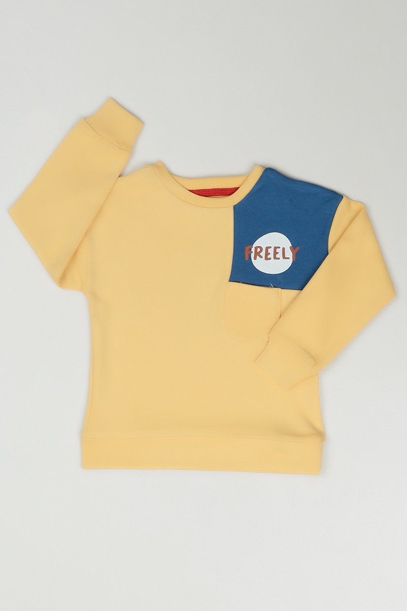 Sarı (1-4 Yaş) Freely Baskılı Cepli Erkek Çocuk Sweatshirt 85553